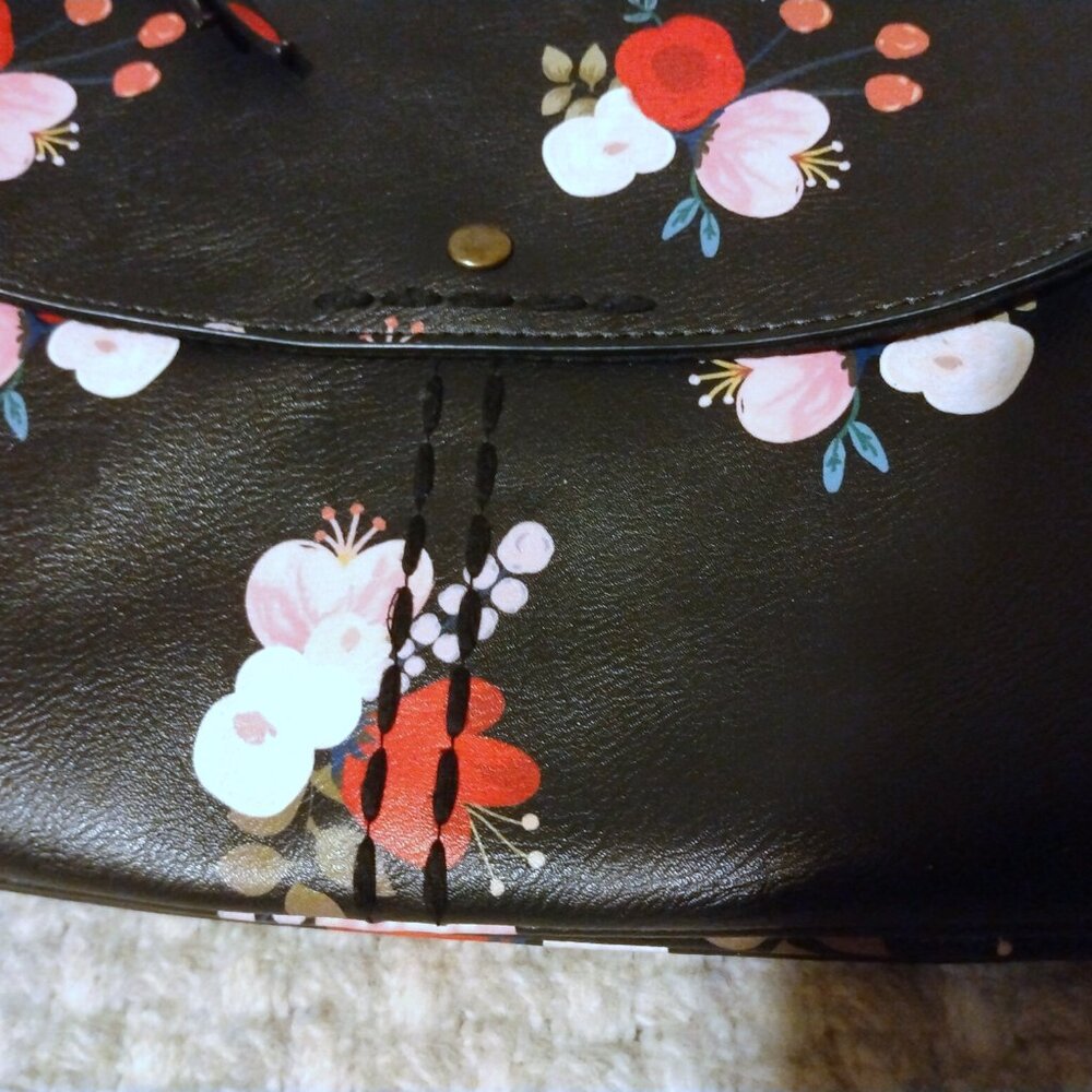 Black Floral Boho Crossbody Bag Purse 8x9 Cottagecore Coquette Festival Feminine - Picture 3 of 13